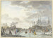 Foire sur une rivière gelée avec des navires - Hendrik Kobell — vy av konstverket