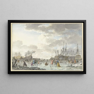 Hendrik Kobell - Frost Fair on a Frozen River with Ships.webp