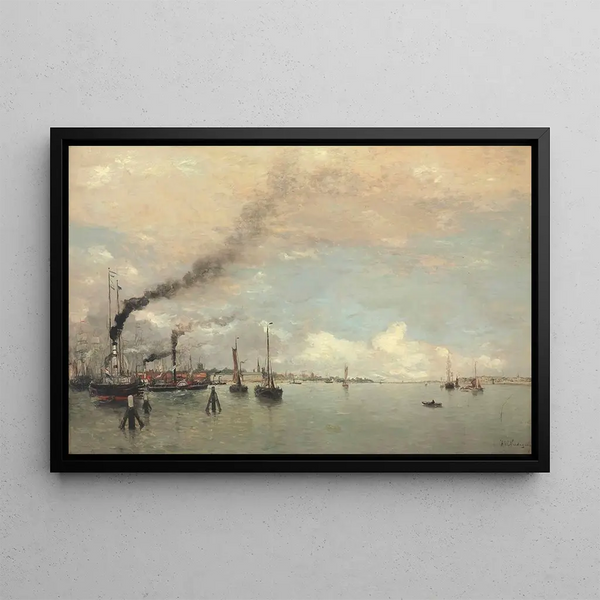 Vue d'un port - Hendrik Willem Mesdag — inramlat konstverk på väggen