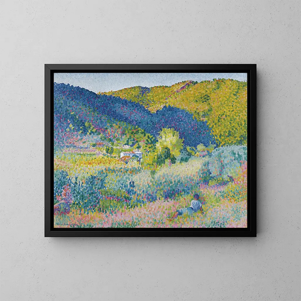 Landskap av Maures-kedjan - Henri-Edmond Cross — inramlat konstverk på väggen