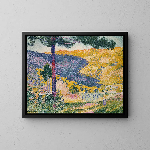 Vallée med skugga av granar på berget - Henri-Edmond Cross — inramlat konstverk på väggen