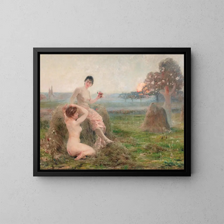 L'heure enchantée - Henri-Eugène Delacroix — inramlat konstverk på väggen