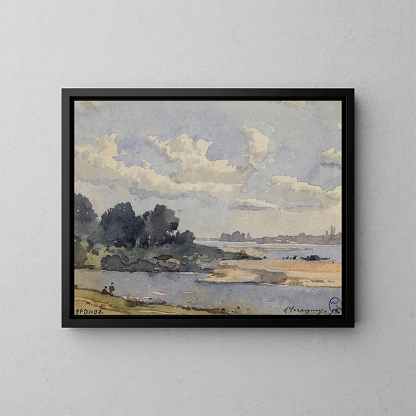Bords de rivière - Henri-Joseph Harpignies — inramlat konstverk på väggen