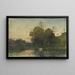Lumière du soir sur une rive boisée avec des bovins buvant - Henri-Joseph Harpignies — inramlat konstverk på väggen