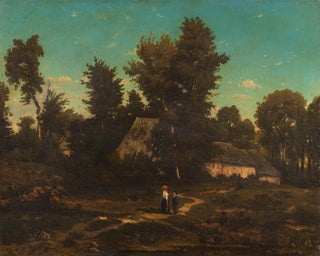 Landskapsbild med stugor - Henri-Joseph Harpignies — vy av konstverket