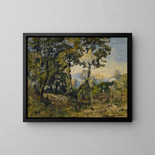 Villefranche - Henri-Joseph Harpignies — inramlat konstverk på väggen