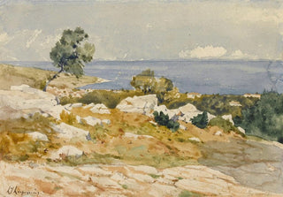 HenriJoseph Harpignies - Vue de la mer Sorrento.webp
