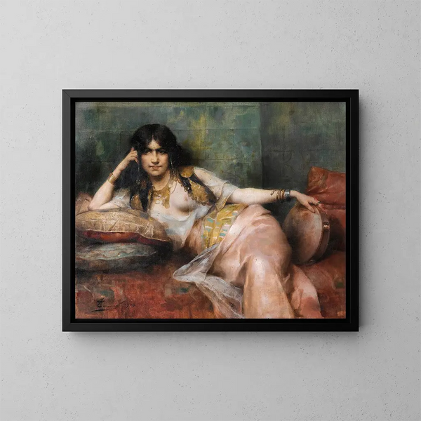 Odalisque au tambourin - Henri Adrien Tanoux — inramlat konstverk på väggen
