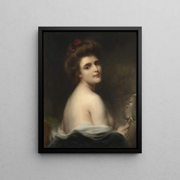 Henri Adrien Tanoux - Portrait en buste de jeune femme au miroir.webp