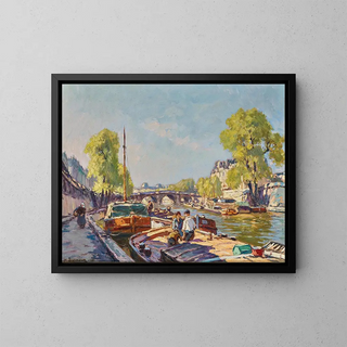 Paris, vy från Pont Neuf - Henri Alphonse Barnoin — inramlat konstverk på väggen
