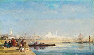 Henri Duvieux - Turks waiting at a quay on the Bosphourus Istanbul.webp