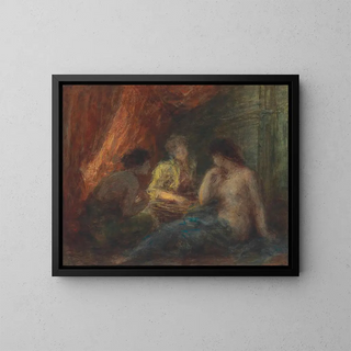 Le jeu - Henri Fantin-Latour — inramlat konstverk på väggen