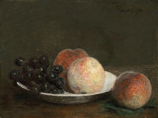Henri FantinLatour - Peaches and grapes in a porcelain bowl.webp
