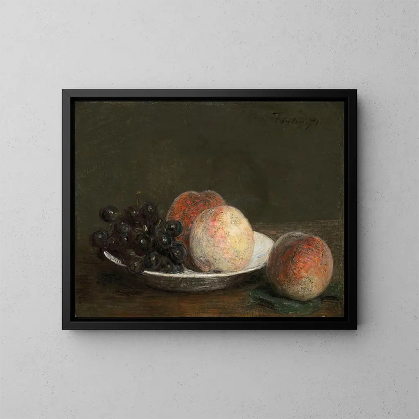 Päron och druvor i en porslins skål - Henri Fantin-Latour — inramlat konstverk på väggen
