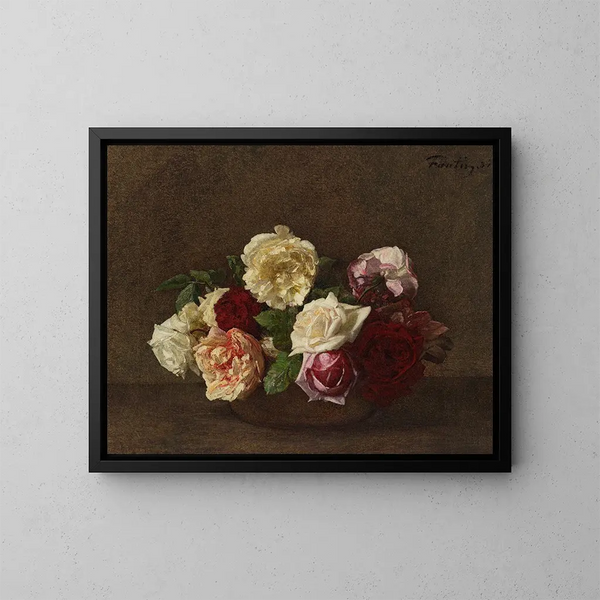 Rosor i en vas - Henri Fantin-Latour — inramlat konstverk på väggen