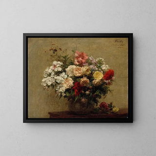 Sommarblommor - Henri Fantin-Latour — inramlat konstverk på väggen