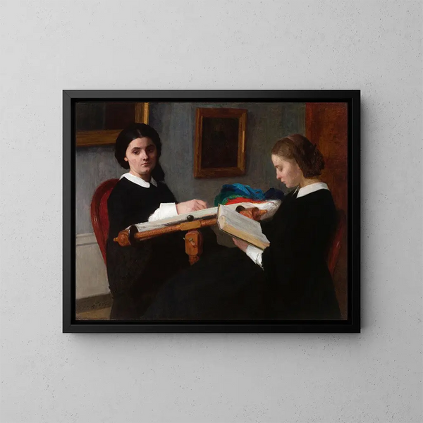 Les Deux Sœurs - Henri Fantin-Latour — inramlat konstverk på väggen