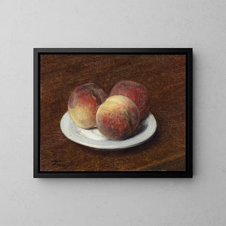 Tre persikor på en tallrik - Henri Fantin-Latour — inramlat konstverk på väggen