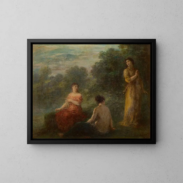 Tre nymfer vid en källa - Henri Fantin-Latour — inramlat konstverk på väggen