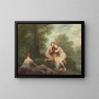 Tre bekymrade badare - Henri Fantin-Latour — inramlat konstverk på väggen