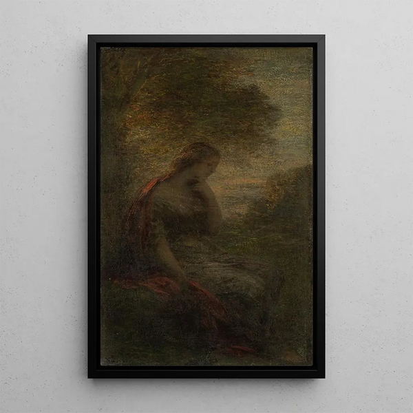 Ung kvinna under ett träd vid solnedgången, kallad Höst - Henri Fantin-Latour — inramlat konstverk på väggen
