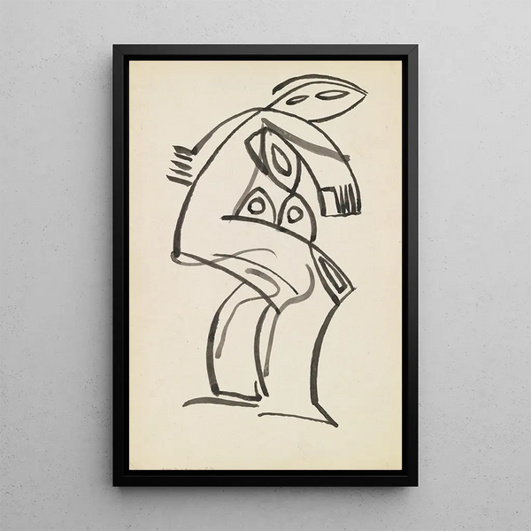 Studie av en kvinnlig figur - Henri Gaudier-Brzeska — inramlat konstverk på väggen