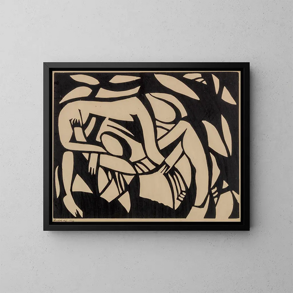 Les Lutteurs - Henri Gaudier-Brzeska — inramlat konstverk på väggen