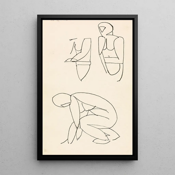 Tre studier av figurer - Henri Gaudier-Brzeska — inramlat konstverk på väggen
