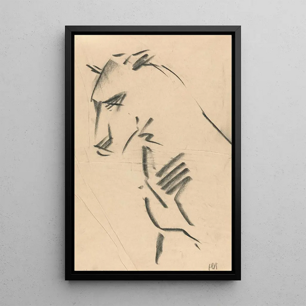Vue de trois quarts d'une lionne - Henri Gaudier-Brzeska — inramlat konstverk på väggen