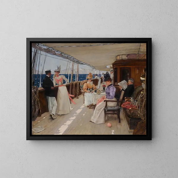 Yachting i skärgården - Henri Gervex — inramlat konstverk på väggen