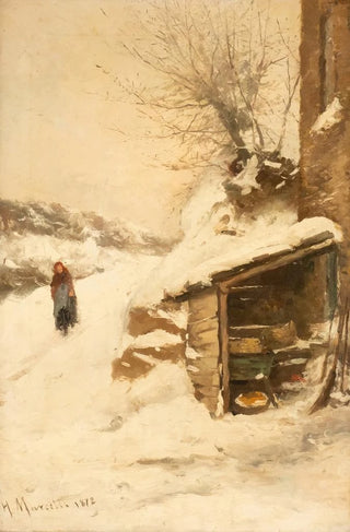 Henri Joseph Marcette - Peasant woman in snowy landscape.webp
