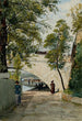 Vue de la berge de la Seine sous une arche du pont Royal - Henri Laurent Mouren — vy av konstverket