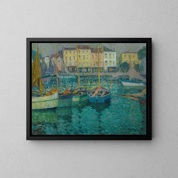 Les Båtar i La Rochelle - Henri Le Sidaner — inramlat konstverk på väggen