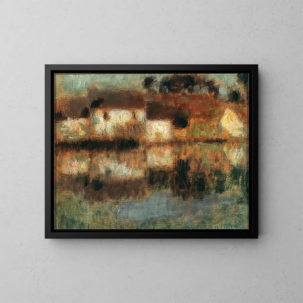 Les Maisons sur l'eau à Berneval ou le Canal au clair de lune - Henri Le Sidaner — inramlat konstverk på väggen