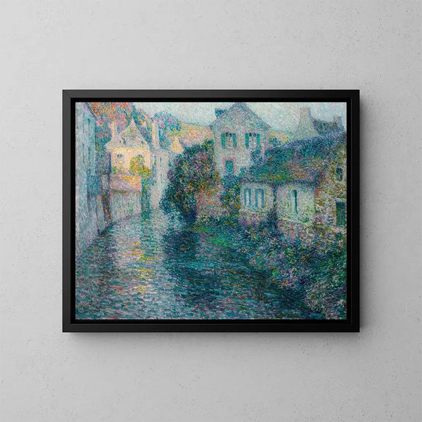 Les Vieilles Maisons de Quimper - Henri Le Sidaner — inramlat konstverk på väggen