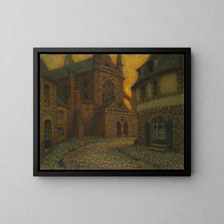 Tréguier kyrka - Henri Le Sidaner — inramlat konstverk på väggen