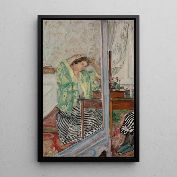 kvinna vid sin toalett - Henri Lebasque — inramlat konstverk på väggen