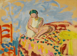 Henri Lebasque - Jeune fille au turban vert assise sur un sofa.webp