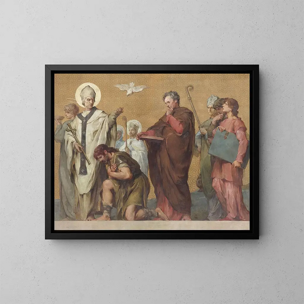 Procession carolingienne - Henri Léopold Lévy — inramlat konstverk på väggen