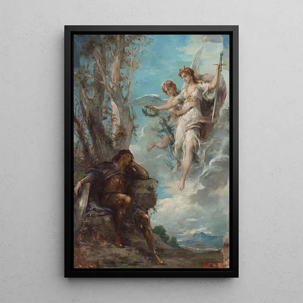 Le Rêve du chevalier - Henri Léopold Lévy — inramlat konstverk på väggen
