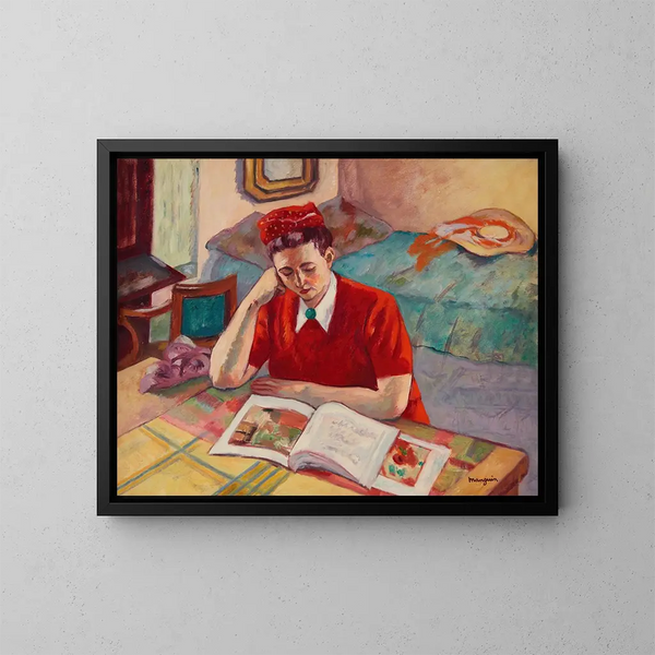 Odette i röd turban - Henri Manguin — inramlat konstverk på väggen
