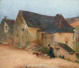 Chevrière framför ett gammalt hus i Labastide - Henri Martin — vy av konstverket