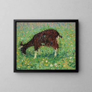 Get i ett blomsterfält - Henri Martin — inramlat konstverk på väggen