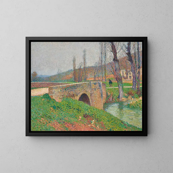 bron under en grå himmel - Henri Martin — inramlat konstverk på väggen