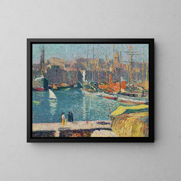 Le Vieux-Port de Marseille - Henri Martin — inramlat konstverk på väggen