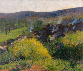 Les Chaumières au soir - Henri Martin — vy av konstverket