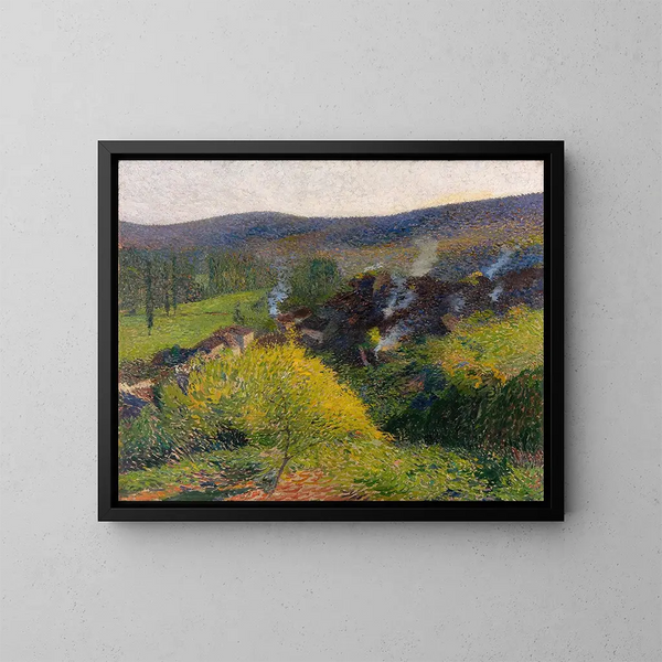 Les Chaumières au soir - Henri Martin — inramlat konstverk på väggen