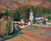 Labastide-du-Verts kyrka med bron och floden en höstkväll - Henri Martin — vy av konstverket