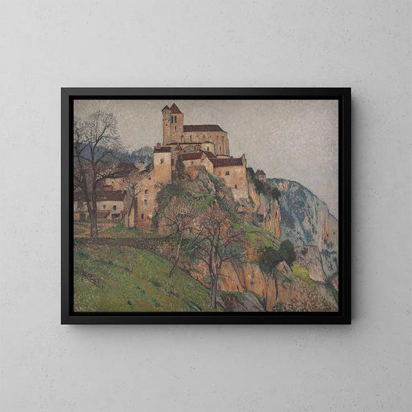 Saint-Cirq-Lapopie - Henri Martin — inramlat konstverk på väggen