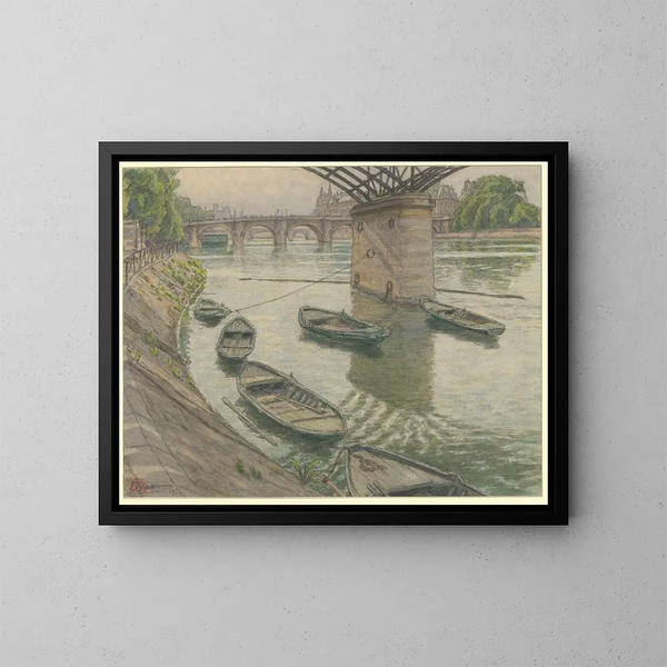 Paris, Quai du Louvre - Henri Rivière — inramlat konstverk på väggen